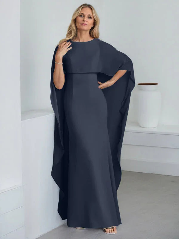 Vestido de madrina de novia de gasa largo hasta el suelo con corte recto y volantes en cascada