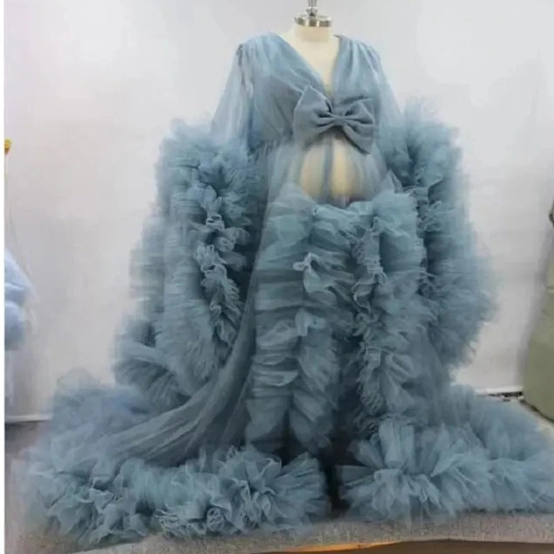 New pregnant women's mesh skirt photo dress deep V transparent multicolor can be done for party