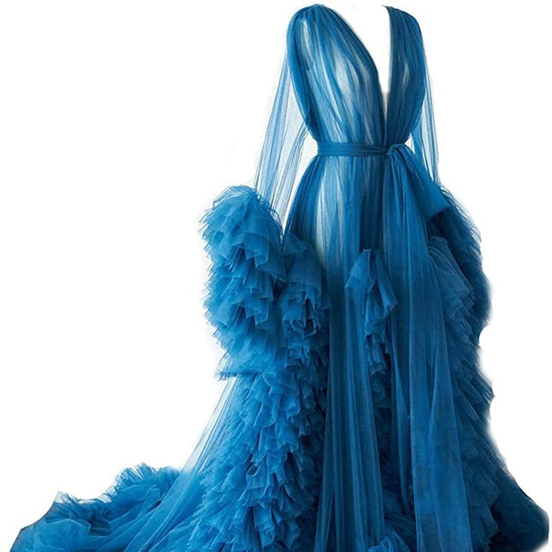 Vêtement de maternité en maille fine jupe longue tenue de studio photo, robe de matinée séduisante