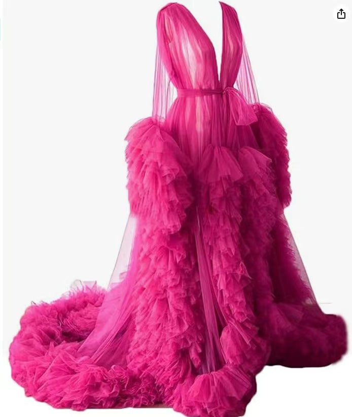 Vêtement de maternité en maille fine jupe longue tenue de studio photo, robe de matinée séduisante