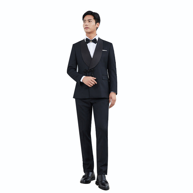 Custom Wedding Evening Gown And Tailored Banquet Men's Suit Set