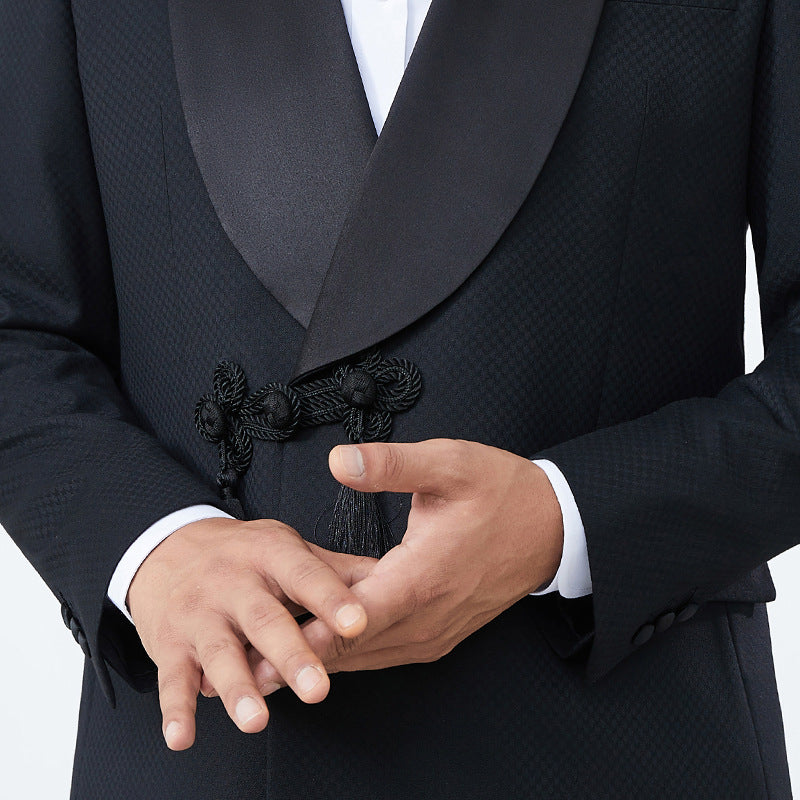 Custom Wedding Evening Gown And Tailored Banquet Men's Suit Set