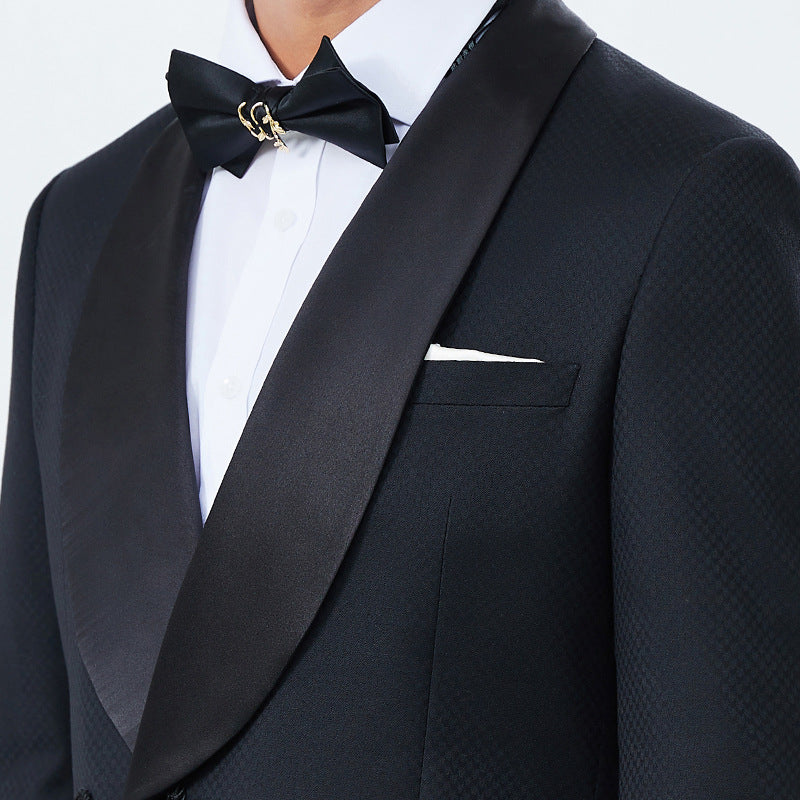 Custom Wedding Evening Gown And Tailored Banquet Men's Suit Set