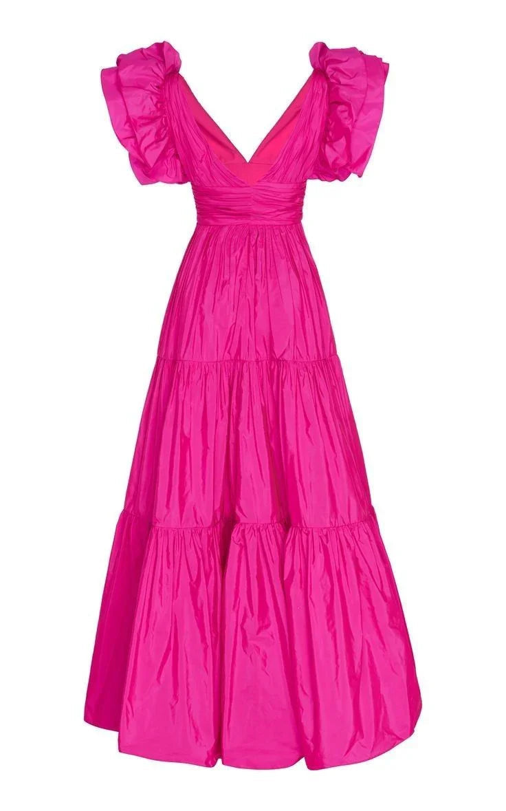 A Line Prom Dresses for Women V Neck Long Formal Evening Gowns Y3044