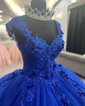 Vestido de baile em tule com apliques azul real, vestido para os 16 anos, vestido de princesa, Y2478