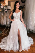 Robe de mariée élégante à épaules dénudées Robe de mariée bohème avec fente
