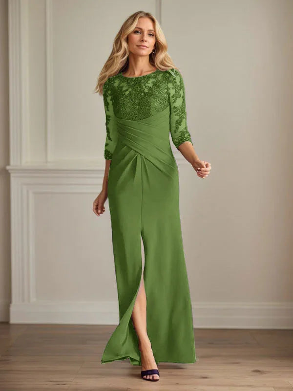 Abito da madre della sposa in crepe elasticizzato con fodera in pizzo color prugna