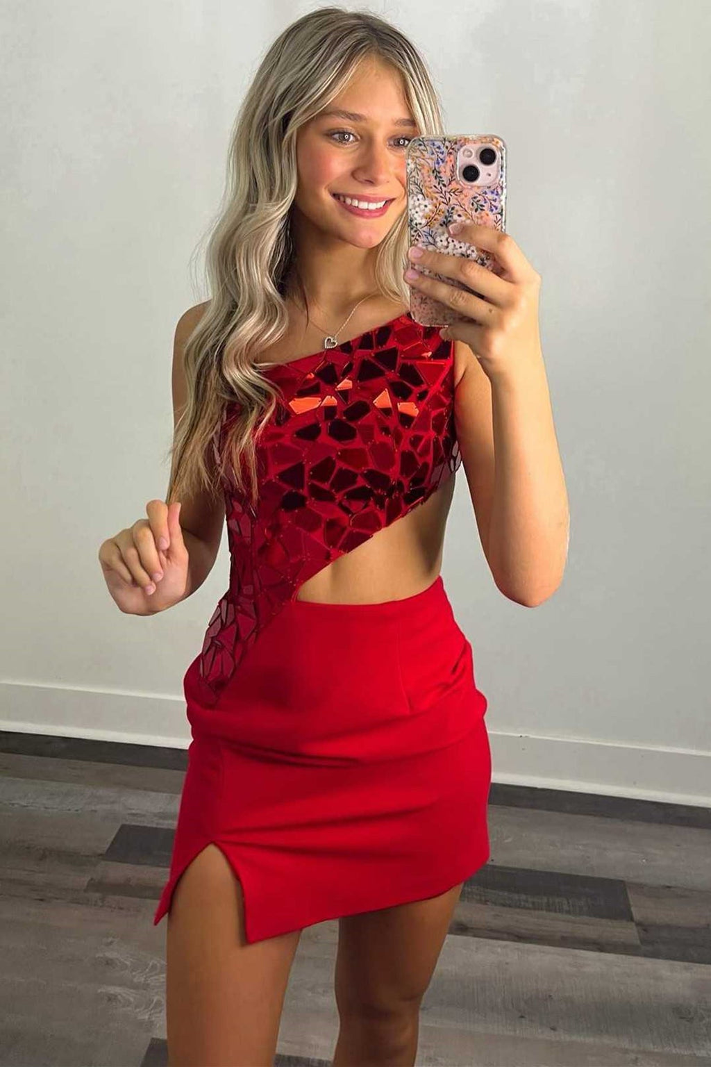 Sheath One Shoulder Homecoming Dress with Slit