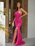 Vestido Formal de Primavera com Um Ombro e Cauda Rente ao Chão SYP20
