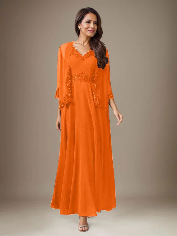 Abito a linea A in chiffon con paillettes color prugna