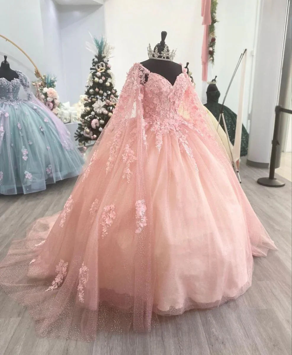 Robe de bal en tulle rose avec dentelle, robe rose pour seize ans, robe de princesse rose Y2339