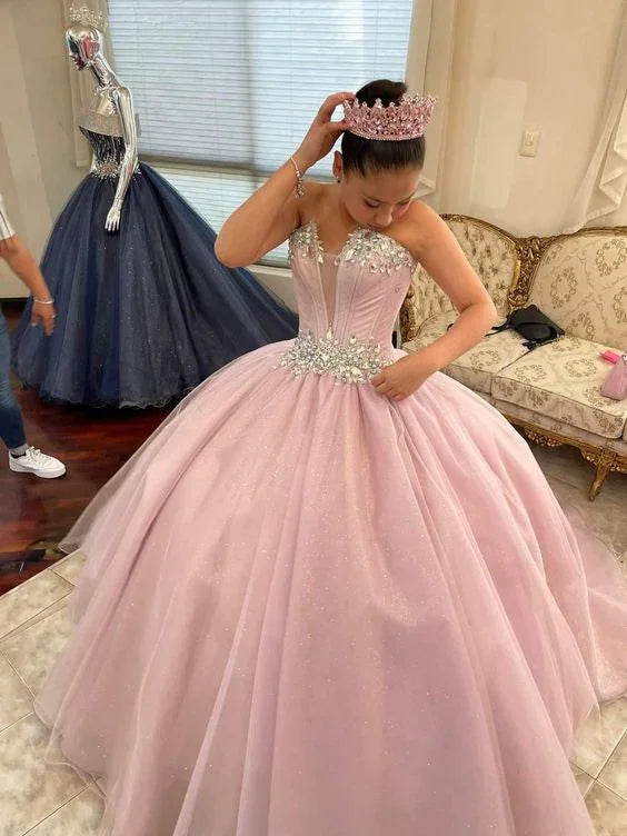 Vestido de Baile Brilhante Sem Alças para Quinceanera Vestido Doce 16 Anos Y2840