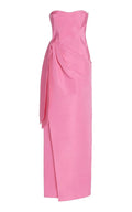 Vestido de Festa Elegante Cor-de-Rosa Comprido Sem Alças Y8406