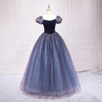 Vestido de Noite Princesa Azul Céu Estrelado Vestido de Noite em Linha A s03