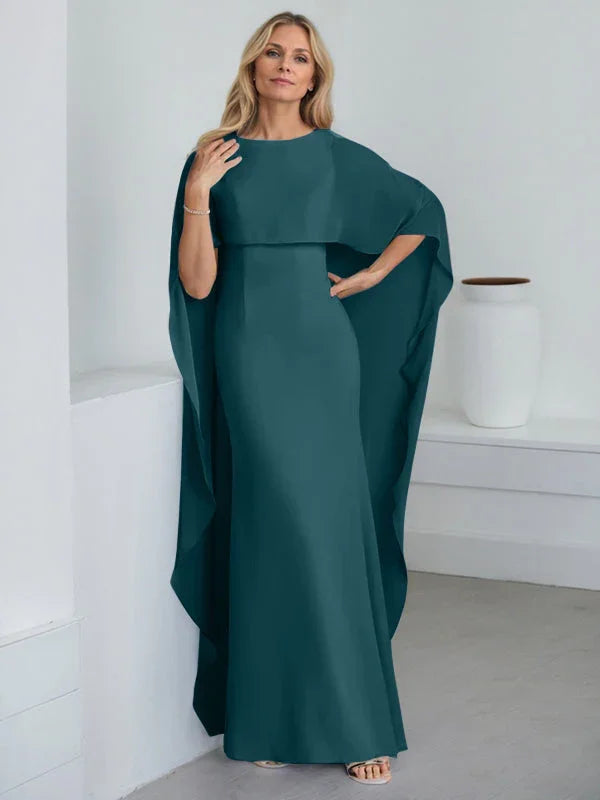 Vestido de madrina de novia de gasa largo hasta el suelo con corte recto y volantes en cascada