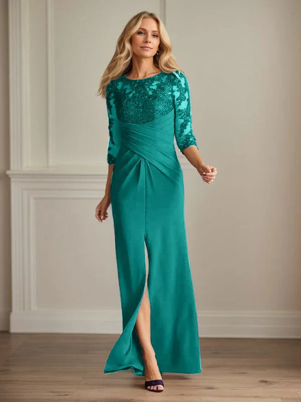 Abito da madre della sposa in crepe elasticizzato con fodera in pizzo color prugna