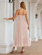 Numbersea Vestido de Dama de Honra em Chiffon com Alças Finas, Comprimento ao Tornozelo, Formal, Corte em A, para Cocktail e Festa de Regresso a Casa para Jovens SEA28028