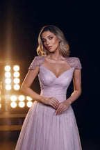 Vestidos de Baile Princesa em Linha A Coração Cor-de-Rosa