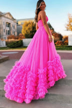 Vestidos longos de baile de finalistas em tule cor-de-rosa Coração Doce Vestidos de princesa