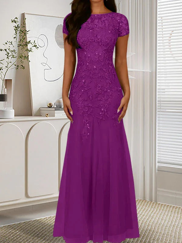 Abito in tulle con scollo a sirena e paillettes blu marina scuro