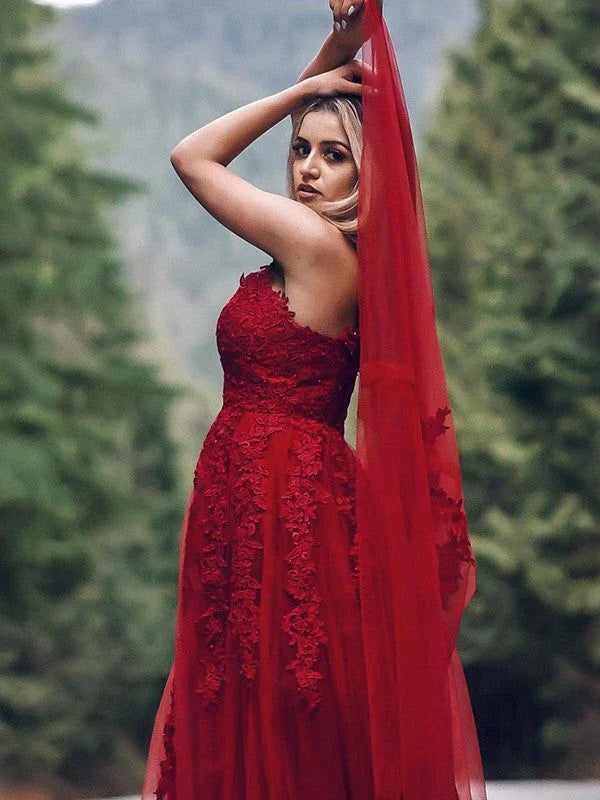 Applique Tulle Floor Length Dresses SYP131