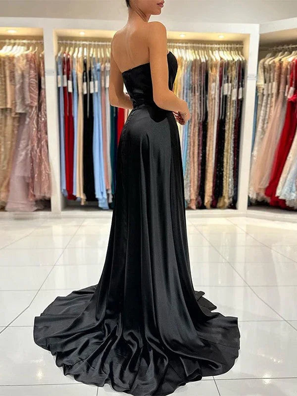 Vestidos de Baile com Decote Coração e Franzidos em Cetim SYP137