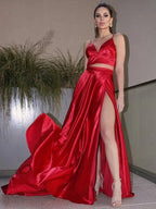 Brush Train Two Piece Prom Dresses SYP129