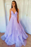 Vestido formal de tul en capas Princesa Lavanda SYP111