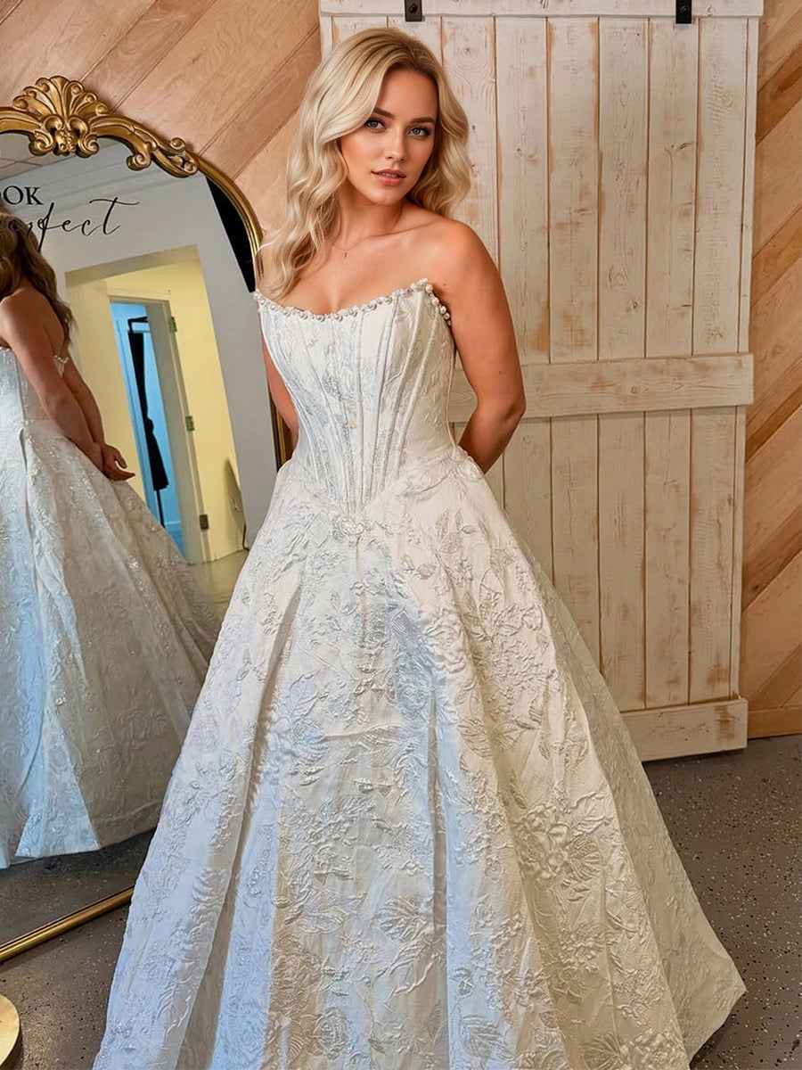 3d Floral Strapless Beaded Evening Prom Dress