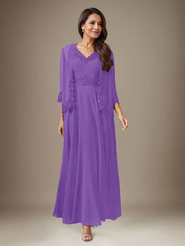 Abito a linea A in chiffon con paillettes color prugna