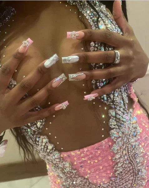 Hermoso vestido de noche rosa con lentejuelas y cuentas estilo sirena para baile de graduación Y8016