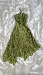 Unique Green Lace Chiffon Sequins Beaded Prom Dress Formal Evening Dress Y8308
