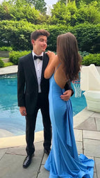 Blue Mermaid Prom Dresses Evening Dress Y4622