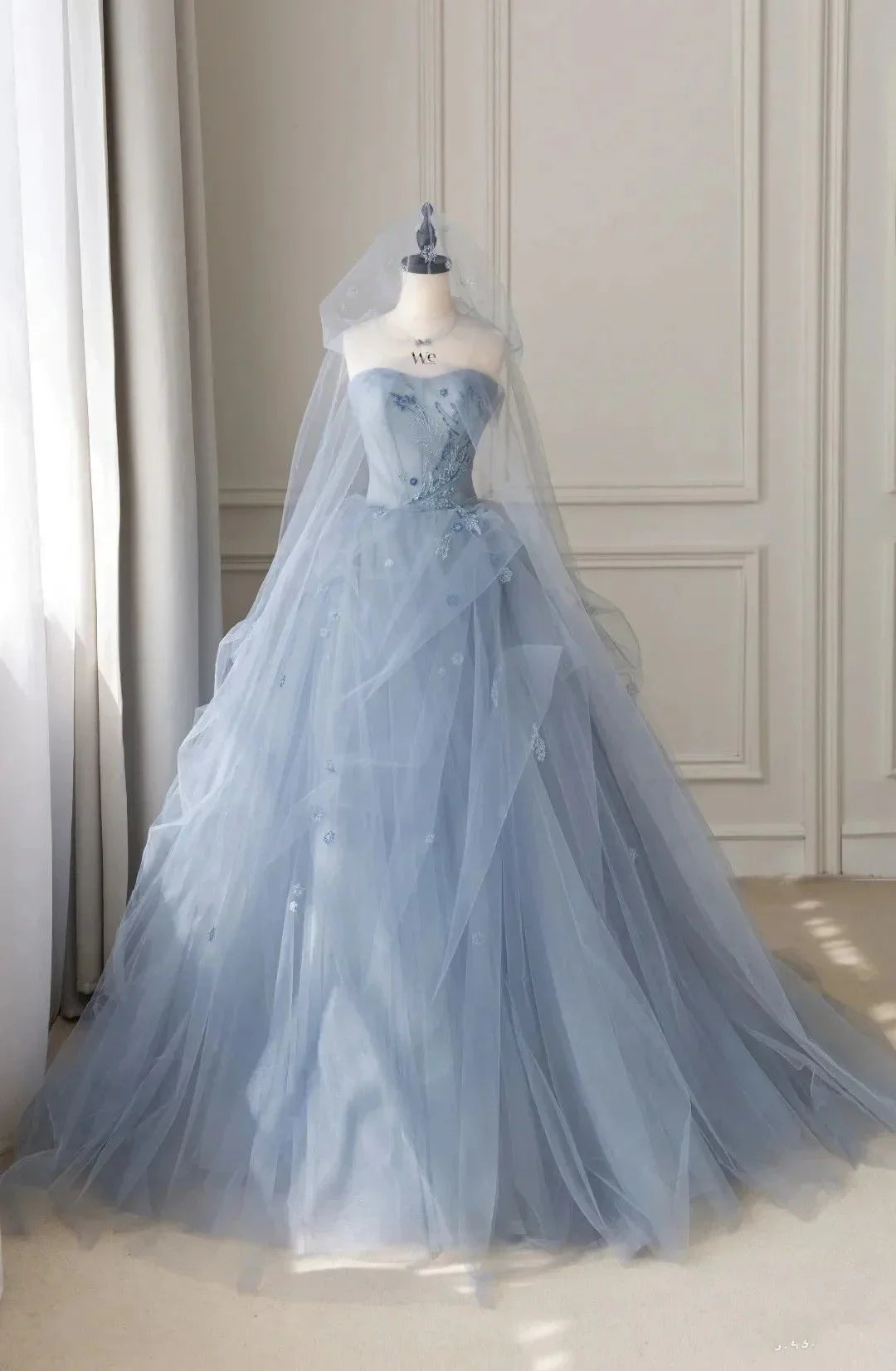 Robe de bal en tulle bleu fantaisie, robe bleue pour seize ans, robe de fée Y2398