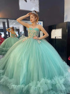 Robe de bal en tulle sans bretelles, robe de seize ans, robe de princesse, Y2459