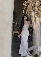 Elegante abito da sera bianco a sirena Abito da sera bianco Y6871