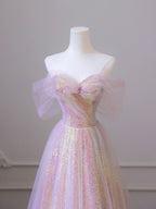 Robe de bal longue en tulle brillant à sequins, robe de soirée évasée décolletée Y1416