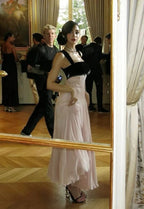 Vestido de fiesta largo de tirantes elegantes, línea A, color rosa Y7900