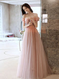 Robe longue de bal rose en tulle avec perles et décolleté en cœur, robe de soirée rose, Y2406