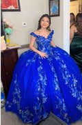 Vestidos de Baile Azul Real com Saia Rodada para Quinceanera, Flores 3D, Decote Coração, Doce 15 e 16 Anos, Vestidos para Baile de Finalistas Y2821