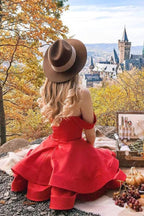 Robes de bal de fin d'année en satin rouge, ligne A, décolleté cœur, dos nu avec bretelles