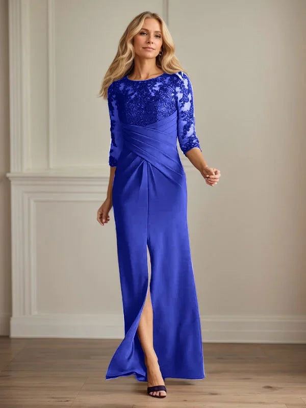 Abito da madre della sposa in crepe elasticizzato con fodera in pizzo color prugna