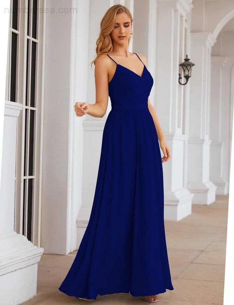 Vestidos de Damas de Honra com Alças Finas, Longos, Formais, para Festas e Baile de Finalistas 28060