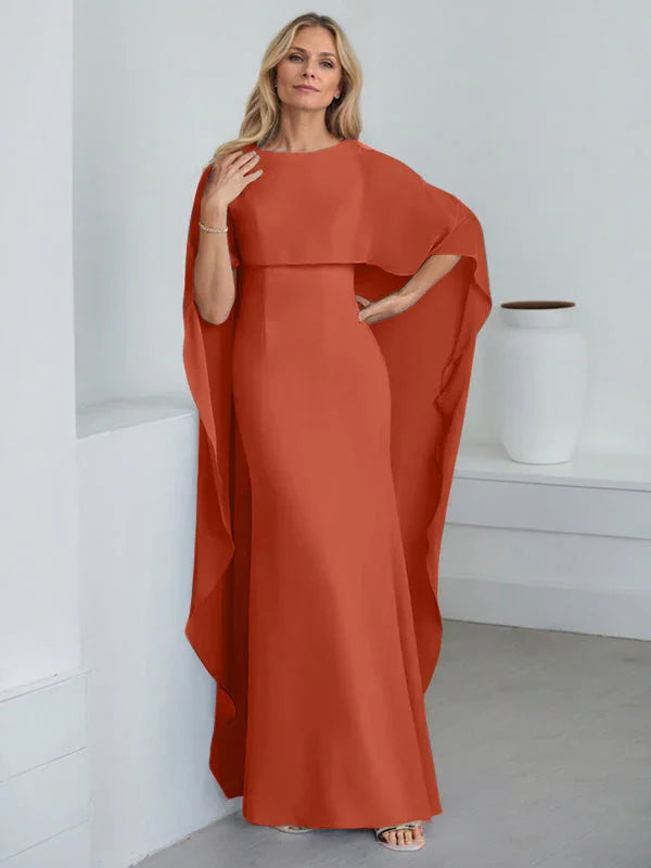 Vestido de madrina de novia de gasa largo hasta el suelo con corte recto y volantes en cascada