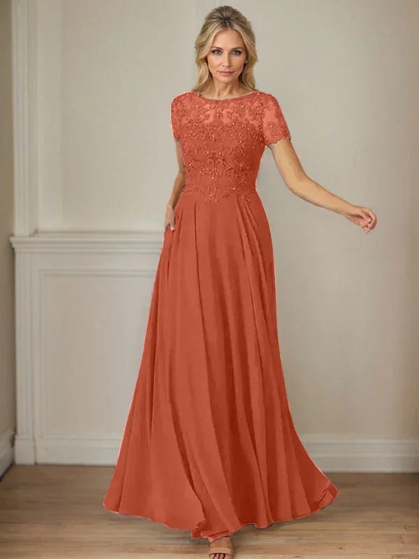 Dark Navy A-Line Boatneck Sequins Chiffon Dress