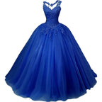 Customized Women's Beaded Lace Appliques Prom Dress Long Ball Gown Quinceanera Dresses Tulle Formal Sweet 16 Dress for T