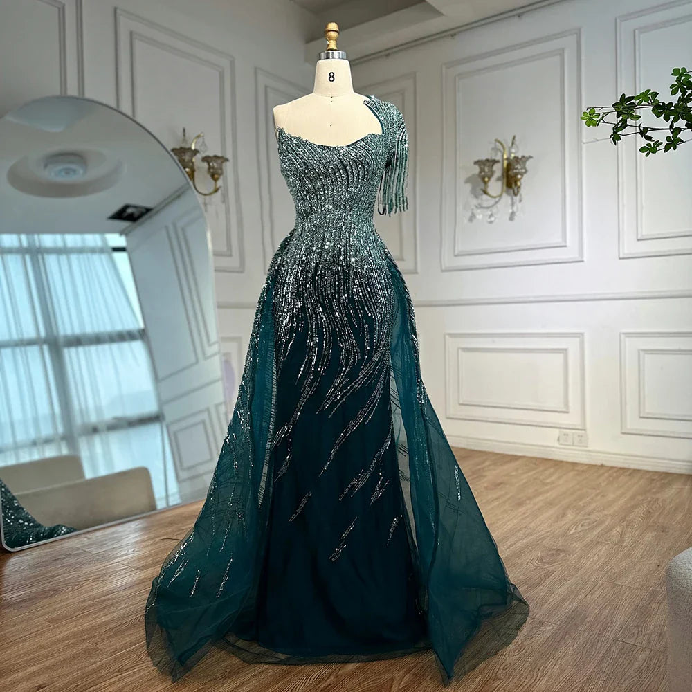 Vestito da sera verde lusso con sopra gonna LA72979