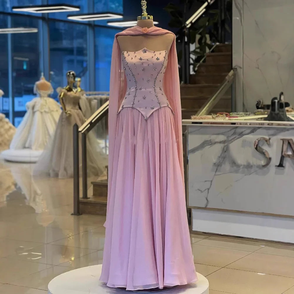 Classy Sage Green A-Line Chiffon Evening Dress LA73073