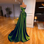 Lilac Evening Dress 2022 Beading One Shoulder Stones Ruched Sweep Train Robe De Soiree Women Pageant Party Gowns