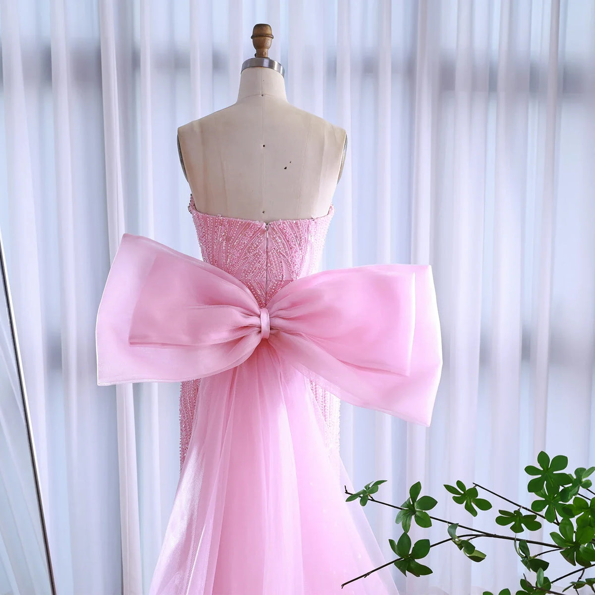 Abito da sera lussuoso con fiocco rosa Dubai LA73061A